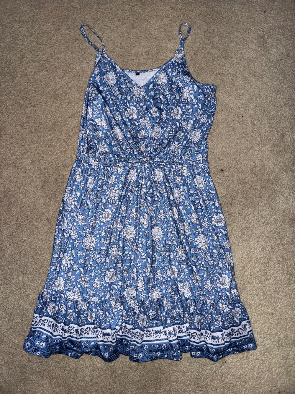 Blue Floral Spaghetti-Strap Sundress